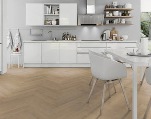 Light Neutral Engineered Hybrid Floorboards iDesign Herringbone 15.3mm