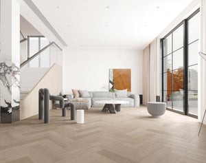 Light Neutral Engineered Hybrid Floorboards iDesign Herringbone 15.3mm