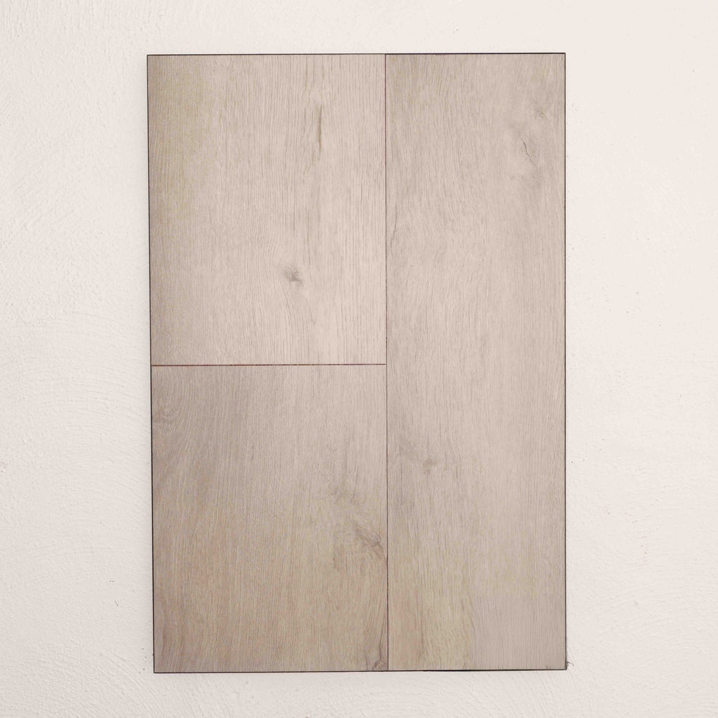 Flat lay of Light Grey Oak Sterling Vinyl Plank 1220x229x3mm in Light Grey colour light tone vinyl flooring plank sample