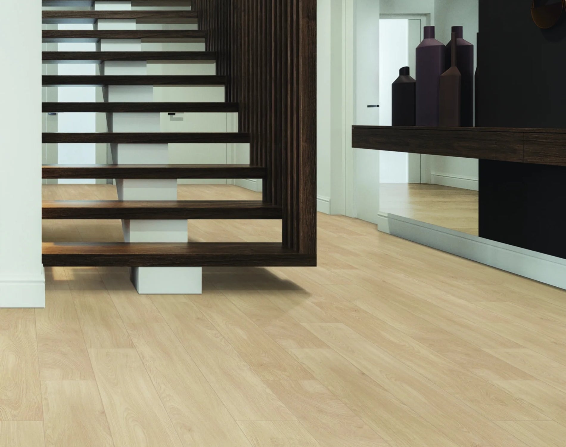 Close-up of Lime Ash SPC Hybrid Floorboards 7.5+2mm in Lime Ash colour neutral tone hybrid flooring sample