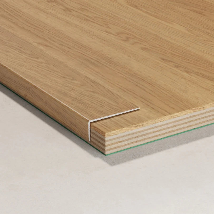 Front view of L-Moulding 2400x25x7mm in Ivory Beige colour warm tone flooring trim