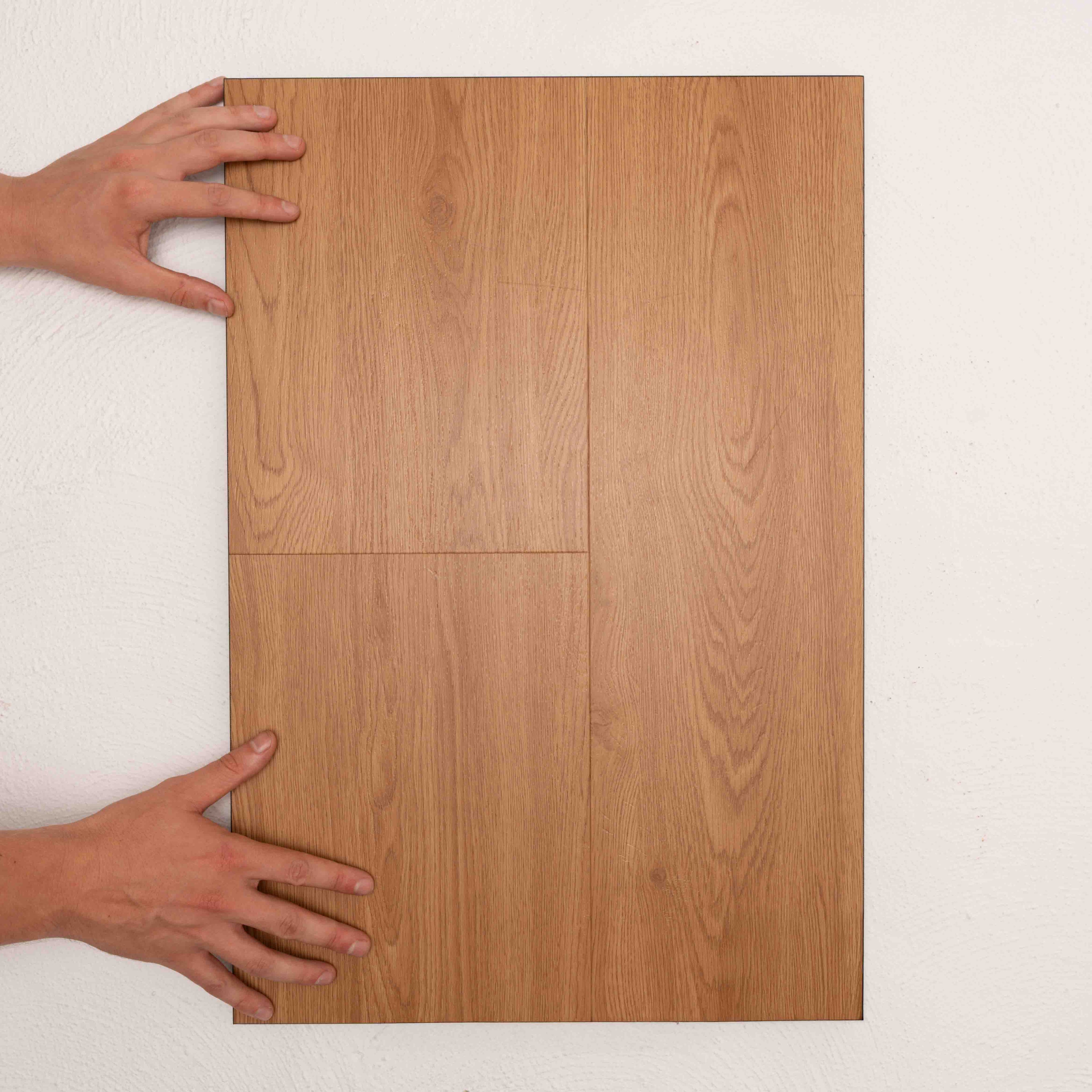 Front view of Manila Oak Vision Vinyl 5mm in Manila Oak colour warm tone vinyl flooring plank sample