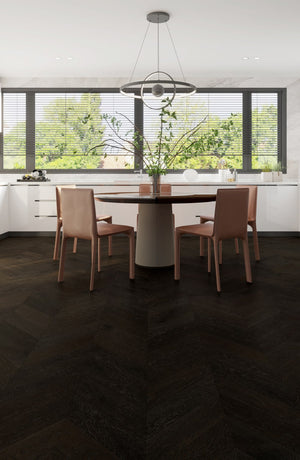 Midnight Grey Engineered Hybrid Floorboards iDesign Chevron 15.3mm