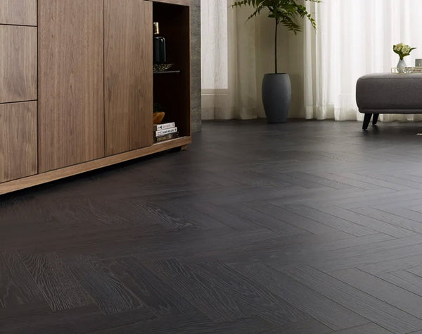 Midnight Grey Engineered Hybrid Floorboards iDesign Herringbone 15.3mm