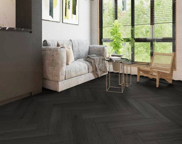 Midnight Grey Engineered Hybrid Floorboards iDesign Herringbone 15.3mm