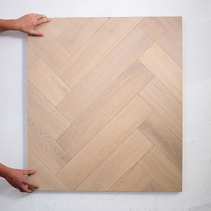 Natural Limed Engineered Hybrid Floorboards iDesign Herringbone 15.3mm