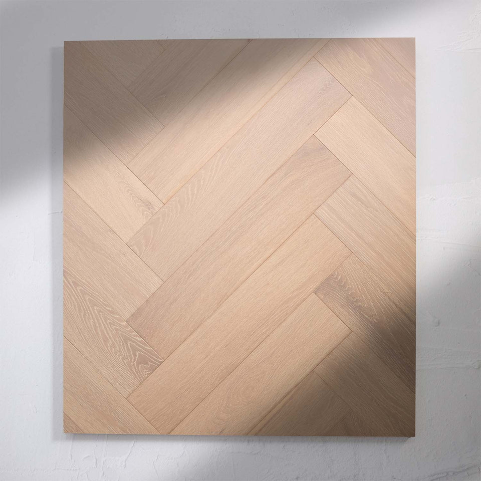 Natural Limed Engineered Timber Herringbone 15.3mm