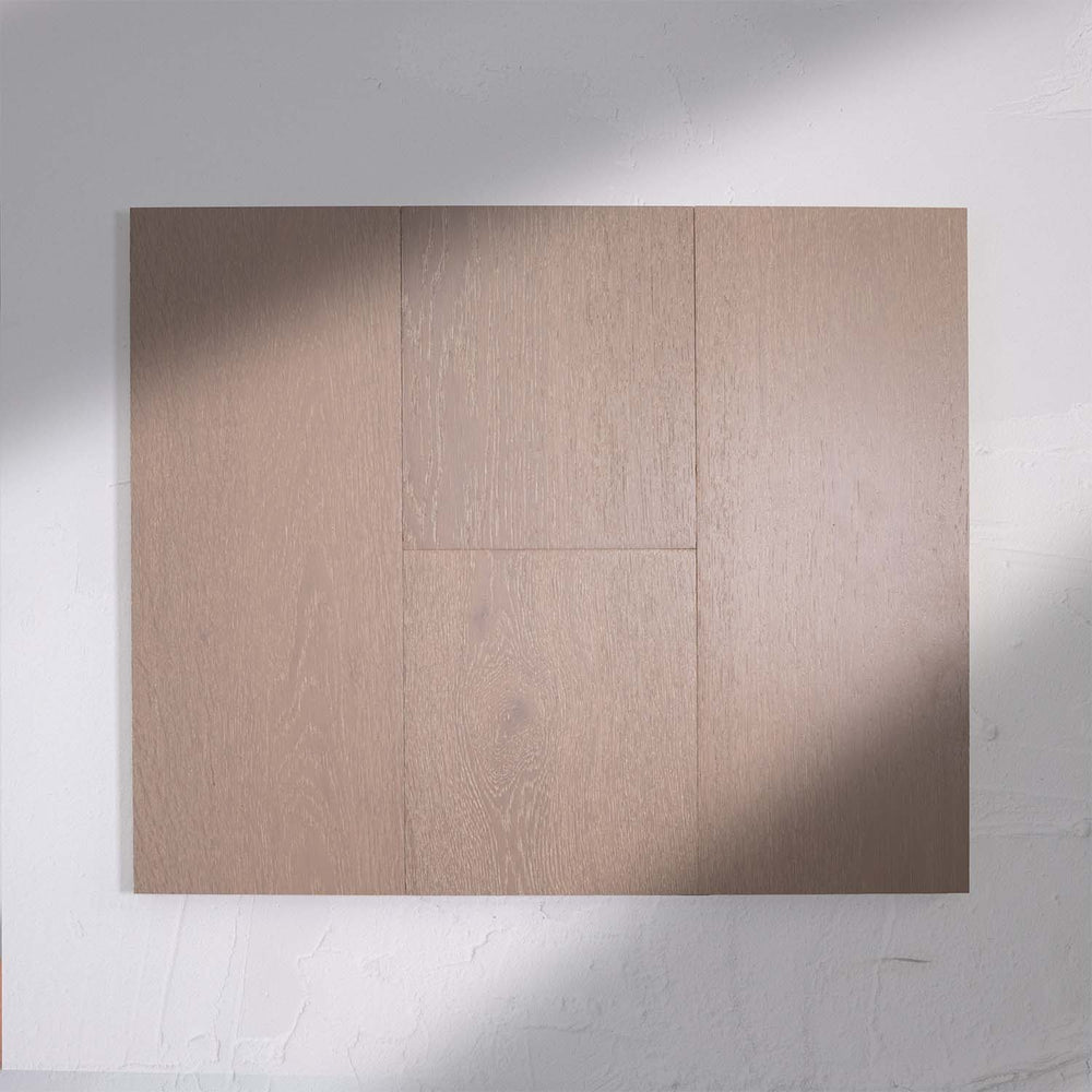 Perspective view of Pale Oak Engineered Timber Plank 15.3mm in Pale Oak colour warm tone timber flooring sample