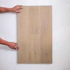 Front view of Pale Sand SPC Hybrid Floorboards 5+1.5mm in Pale Sand colour warm tone hybrid flooring sample