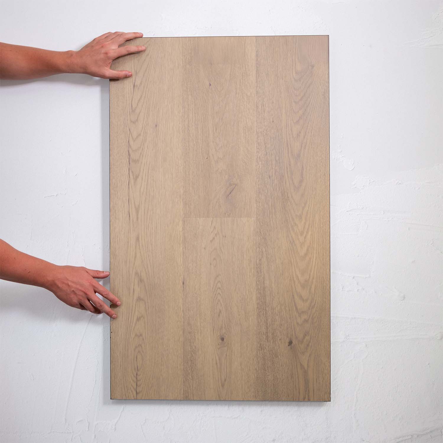 Front view of Pale Sand SPC Hybrid Floorboards 5+1.5mm in Pale Sand colour warm tone hybrid flooring sample