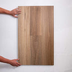 Top-down view of QLD Spotted Gum Hybrid Flooring 6.5mm in QLD Spotted colour warm tone hybrid flooring sample