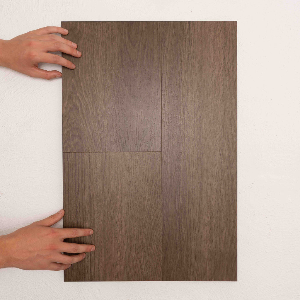 Close-up of Saddle Oak Vision Vinyl Planks 5mm in Saddle Oak colour warm tone vinyl flooring plank sample