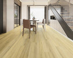 Angled view of Sand Oak Urban Laminate Floors 12mm in Sand Oak colour warm tone flooring sample