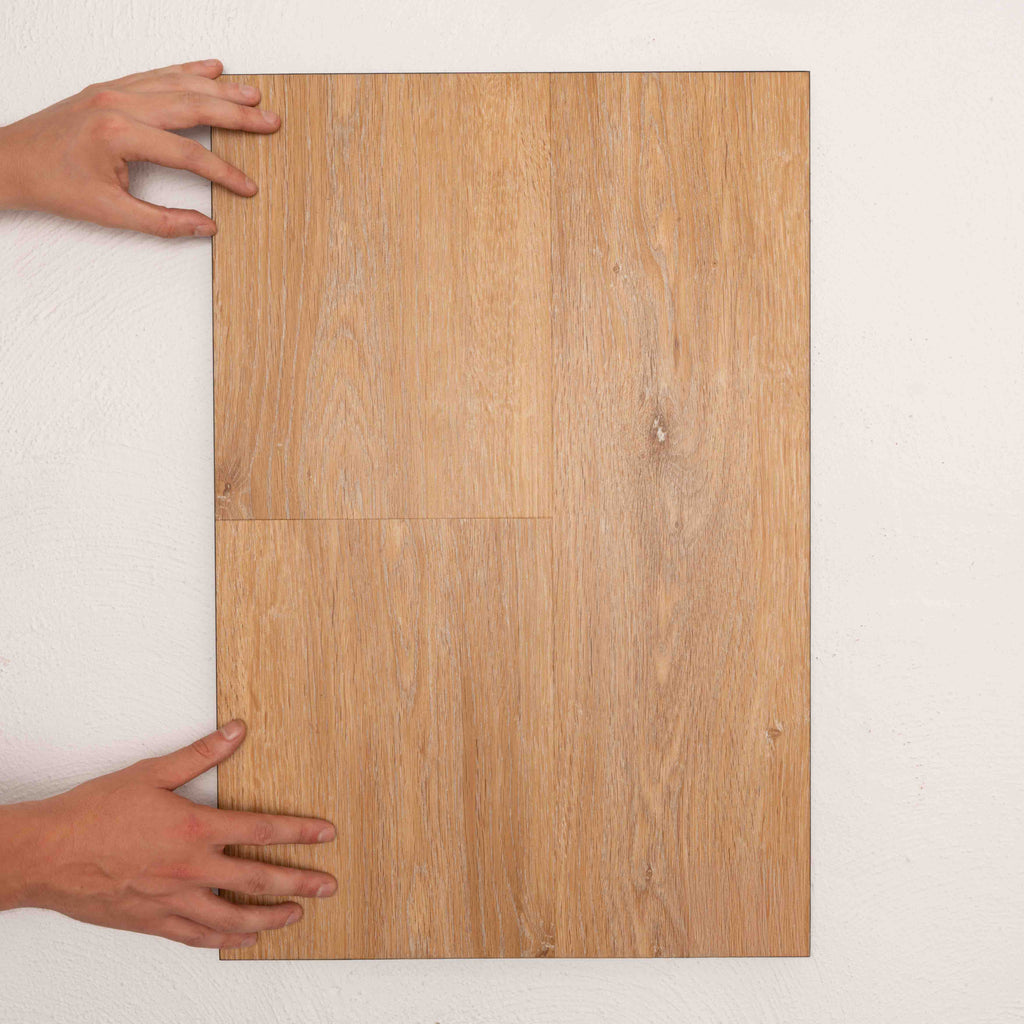 Perspective view of Smoulder Oak Vision Vinyl Planks 5mm in Smoulder Oak colour warm tone vinyl flooring plank sample