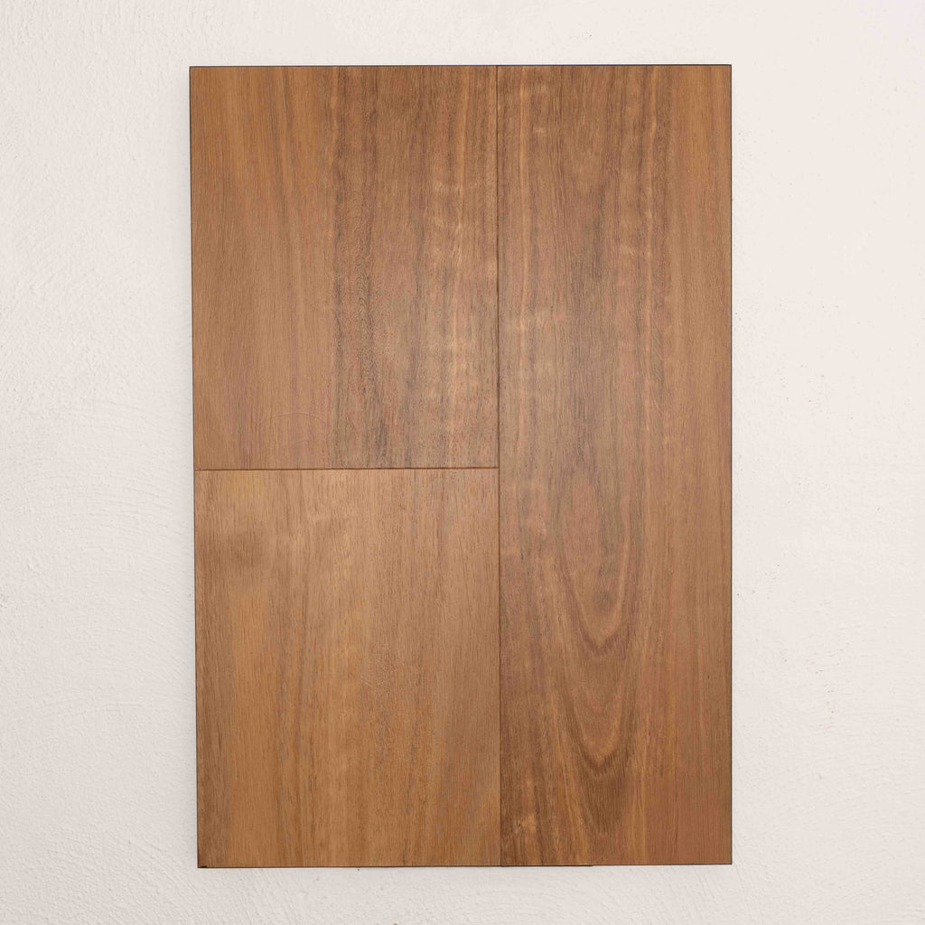 Angled view of Spotted Gum Vision Vinyl 5mm in Spotted Gum colour warm tone vinyl flooring plank sample