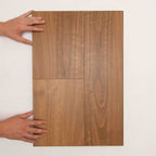 Close-up of Spotted Gum Vision Vinyl 5mm in Spotted Gum colour warm tone vinyl flooring plank sample