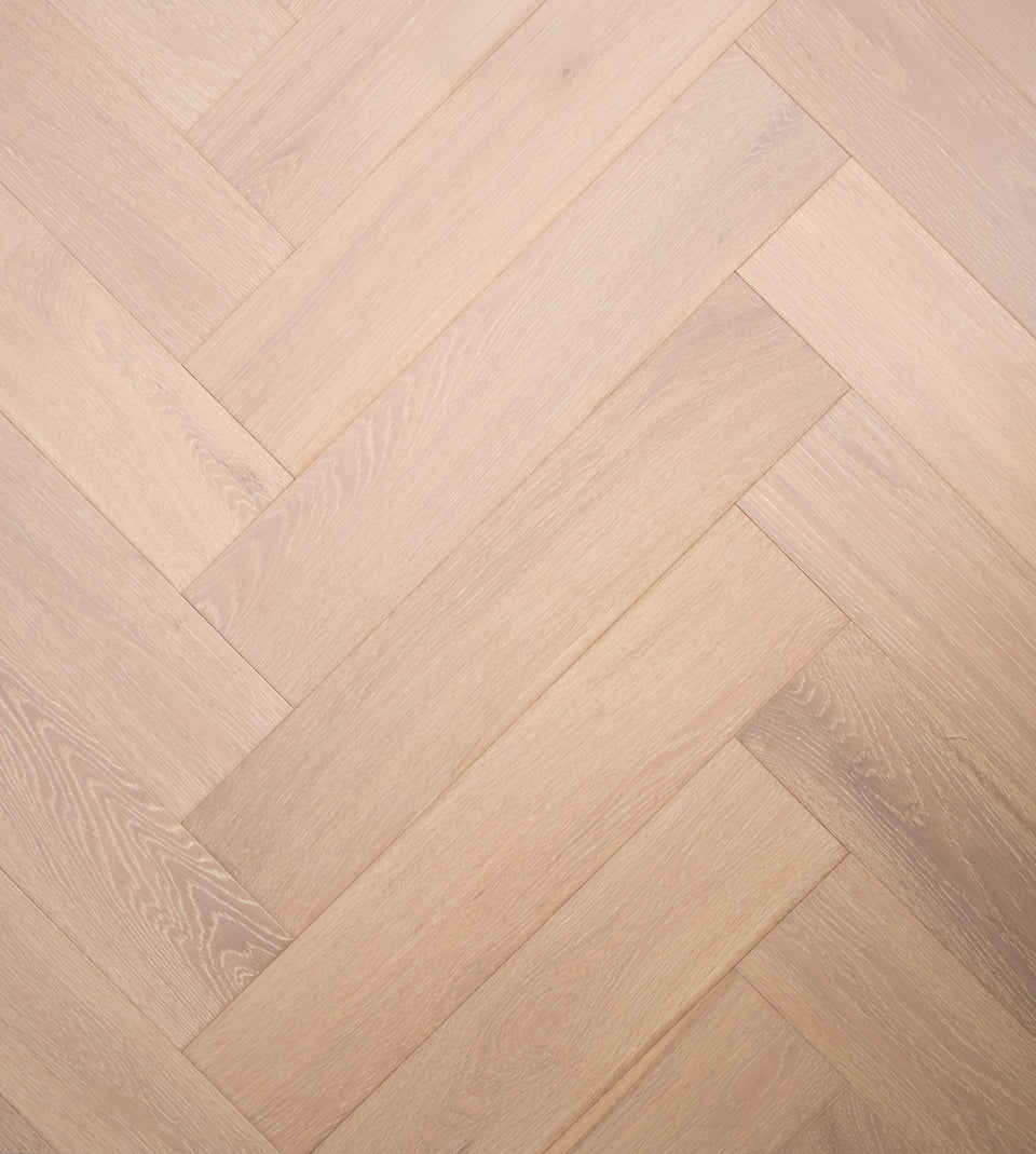 Natural Limed Engineered Timber Herringbone 15.3mm
