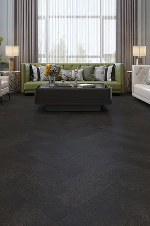 Midnight Grey Engineered Hybrid Floorboards iDesign Herringbone 15.3mm