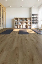 Detailed view of Natural Oak Urban Laminate Floors 12mm in Natural Oak colour warm tone flooring sample