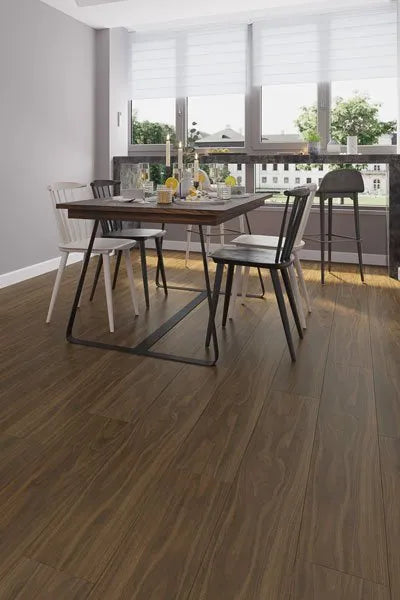 Profile view of Walnut Urban Laminate Floors 12mm in Walnut Urban colour warm tone flooring sample
