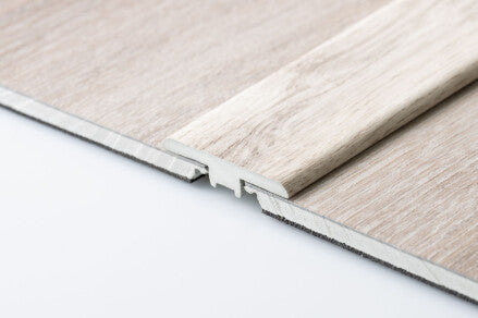 Profile view of T-Moulding 2400x45x7mm in Ivory Beige colour warm tone flooring trim