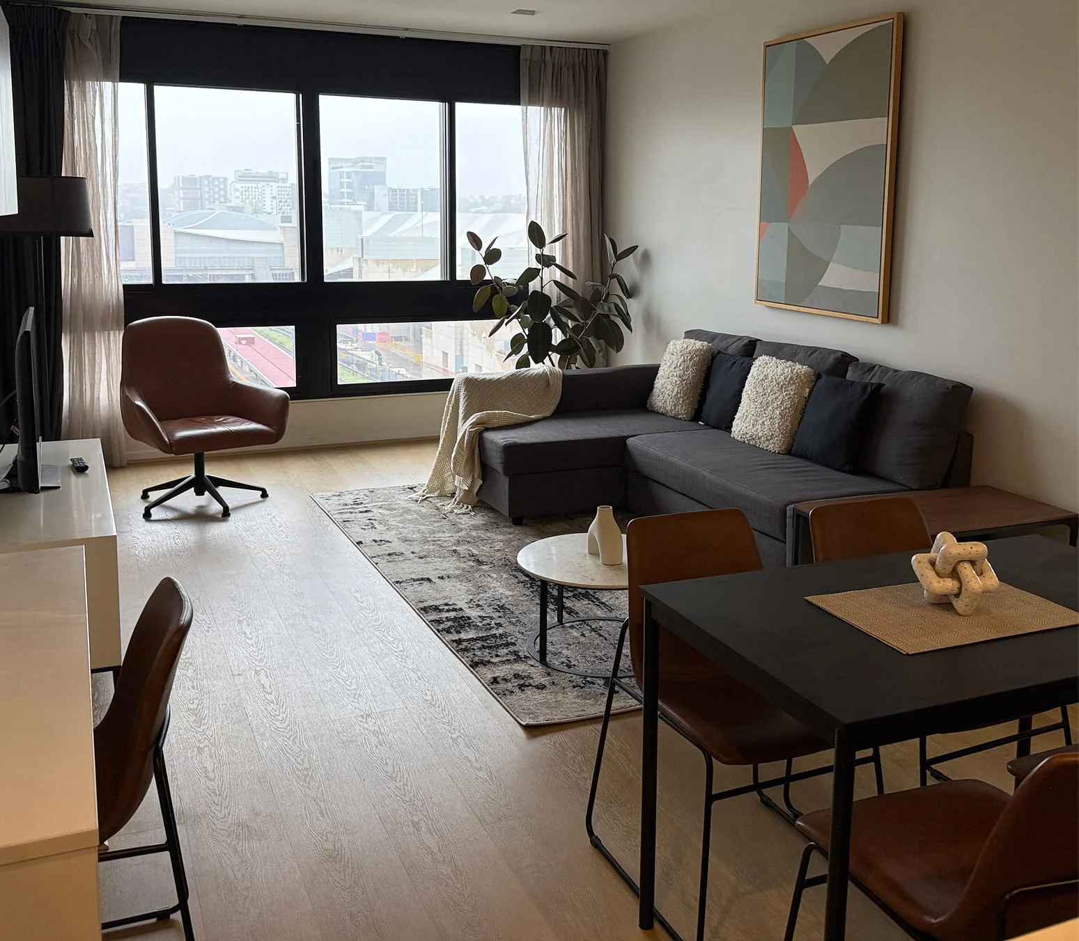 Living room with French Oak hybrid flooring