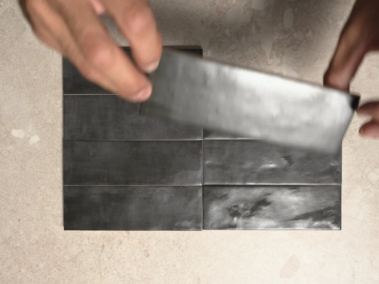 Chroma Black matte 52x160mm subway wall tiles shown in a five-second video