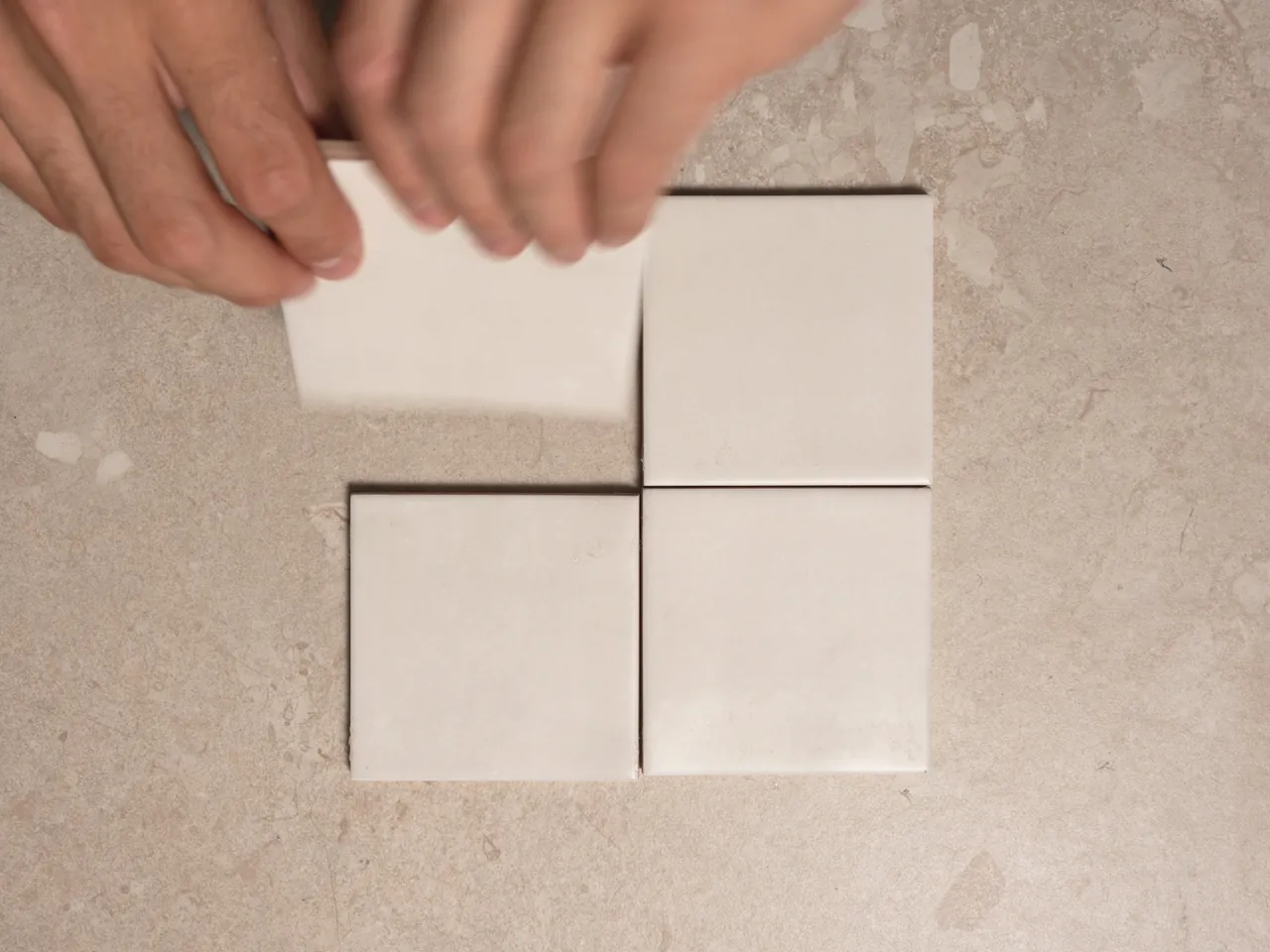Chroma Dune matte 100x100mm square wall tiles shown in a five-second video