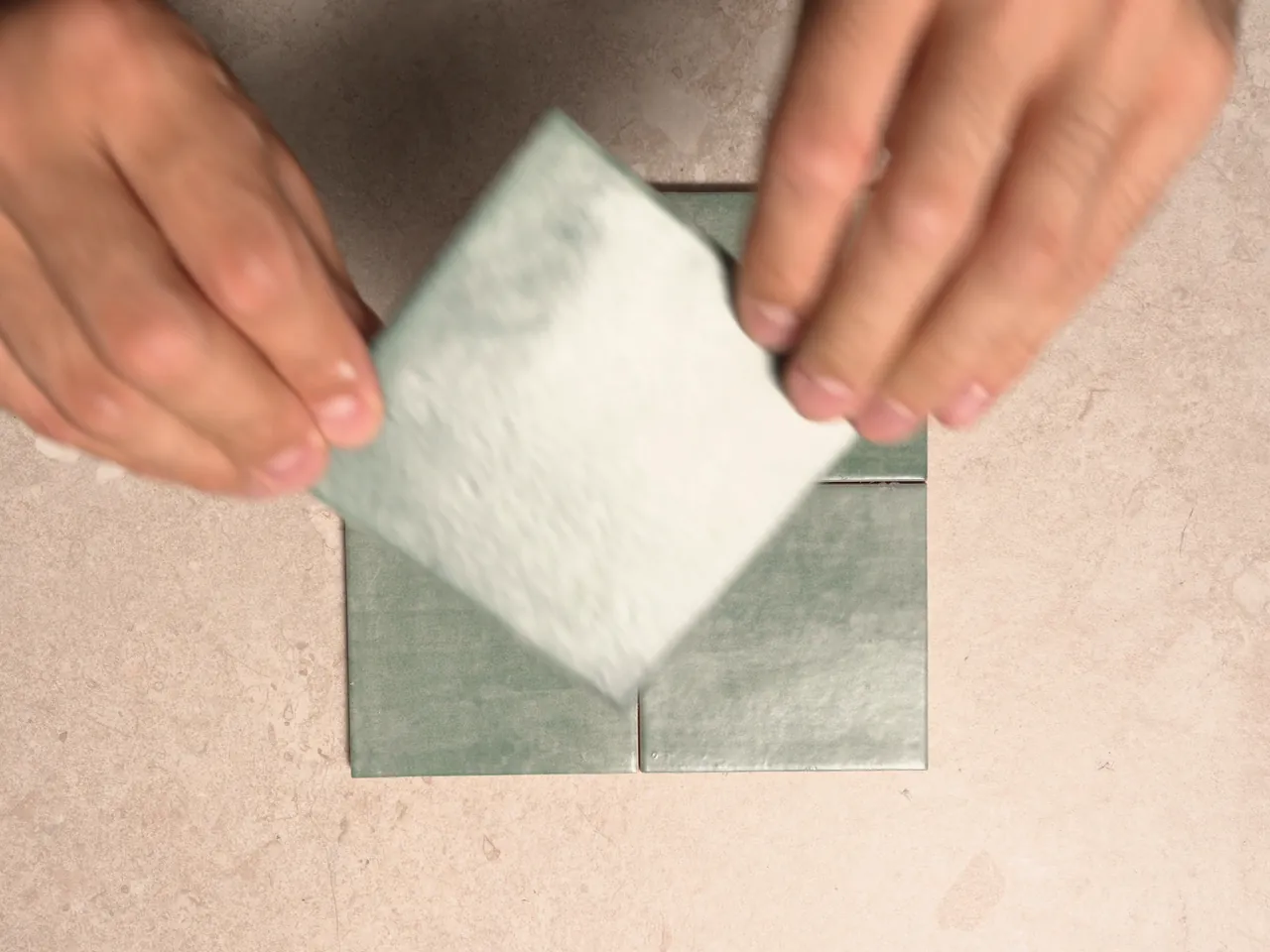 Chroma Jade matte 100x100mm square wall tiles shown in a five-second video