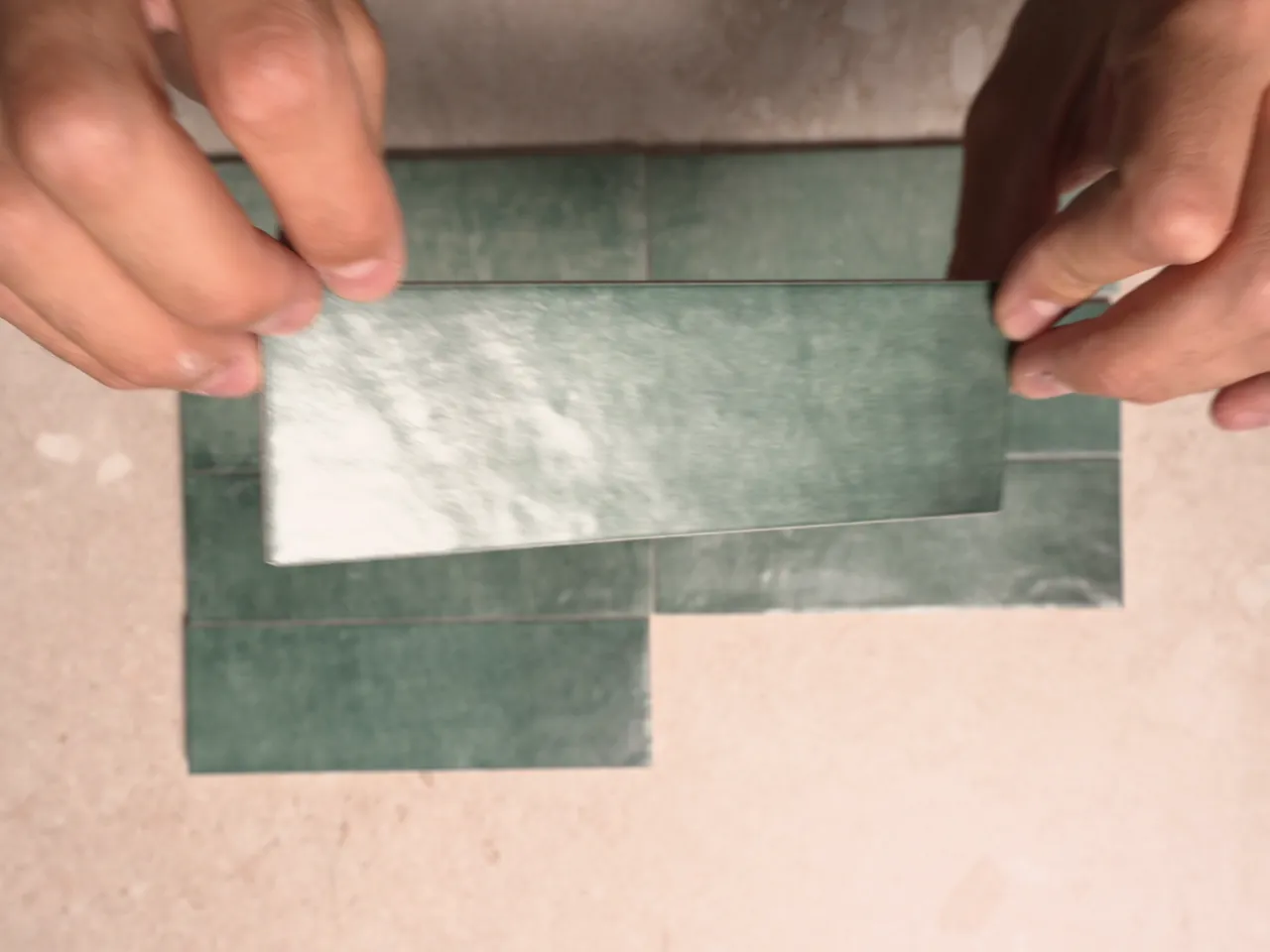 Chroma Jade matte 52x160mm subway wall tiles shown in a five-second video